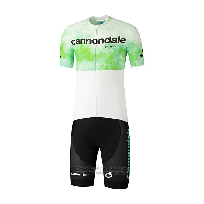 2021 Abbigliamento Ciclismo Cannondale Bianco Verde Manica Corta e Salopette